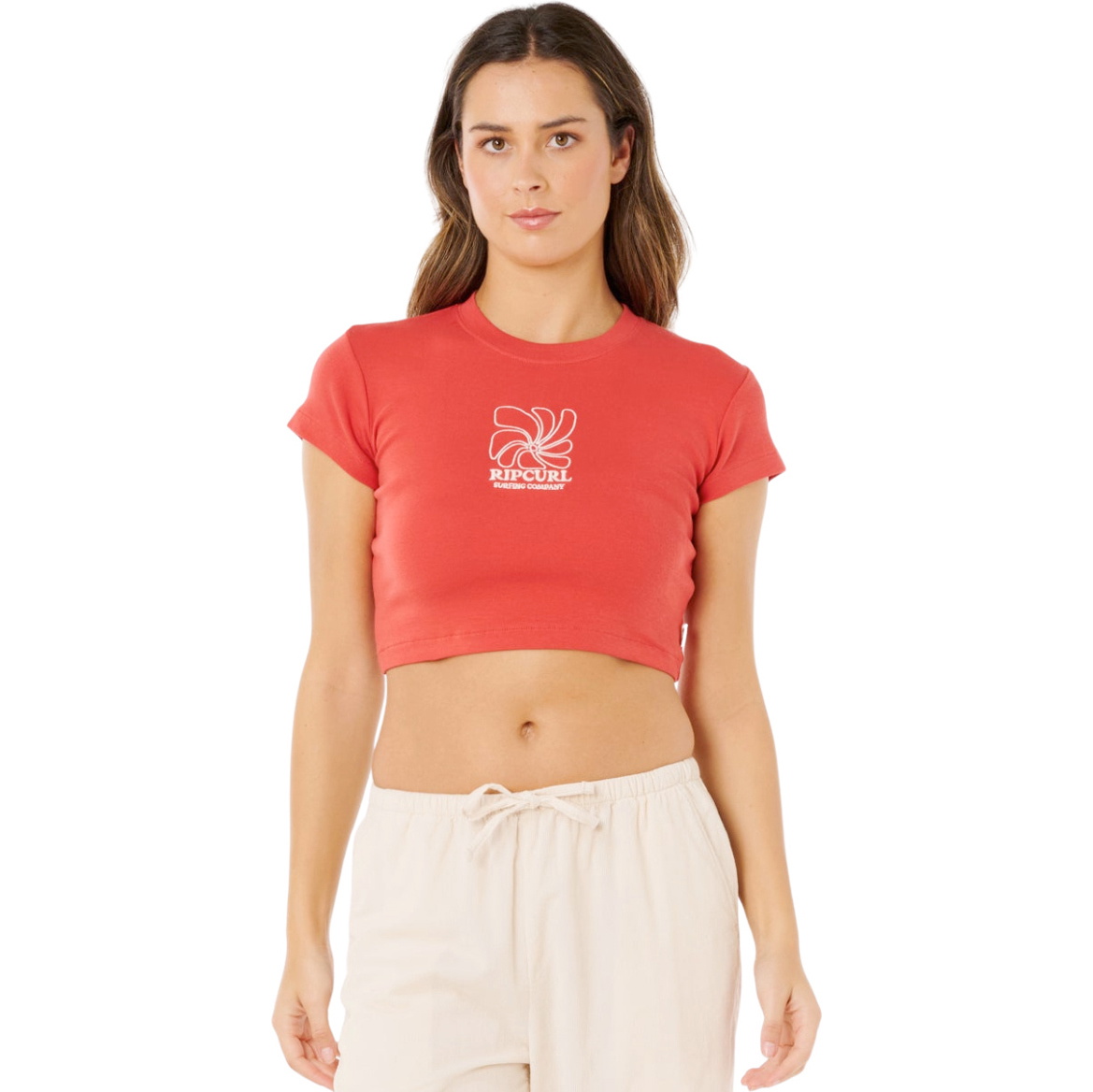 2026 Rip Curl Mujer Pacífico Coast Beb&eacute; Camiseta 0MKWTE - Deep Red